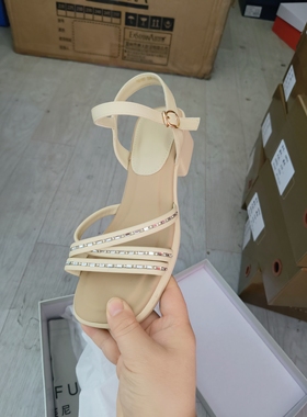 冰芙尼2025新款夏季女鞋凉鞋舒适百搭女鞋凉鞋58107浅黄色