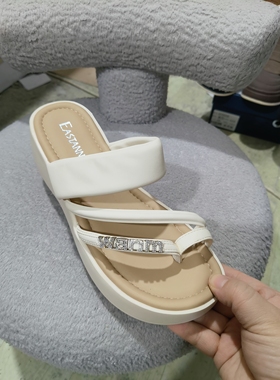 东方安娜2025新款夏季女鞋拖鞋舒适百搭女鞋拖鞋凉拖鞋10193米白