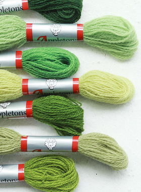 英国进口appletons 100%细羊毛刺绣线 绿色系 82色