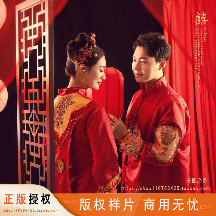 2022年展会婚纱照新样片影楼摄影放大古装新中式室内景旗袍客样照