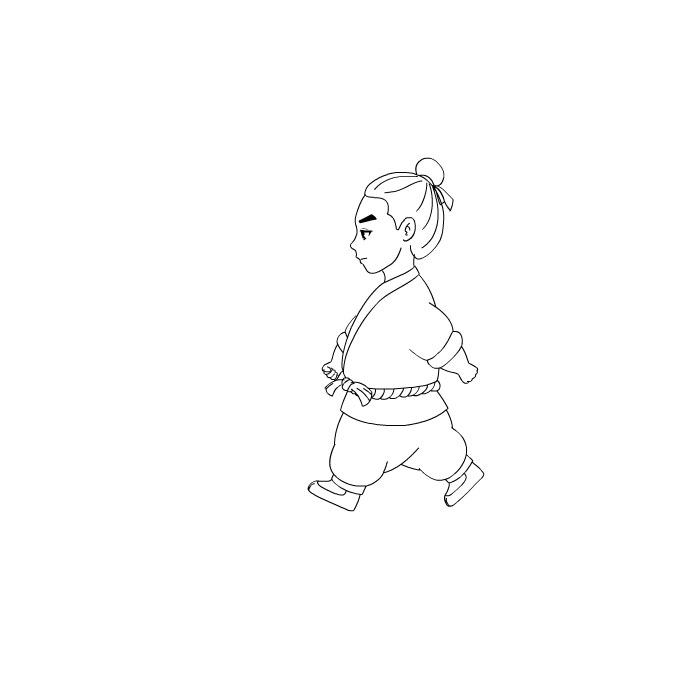 【原创】线条版侧面人物走路动作运动规律flash动画源文件帧频24