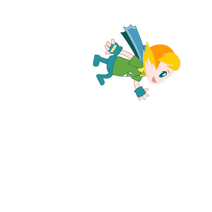 男孩侧面走路跳起落地动作人物运动规律flash动画源文件