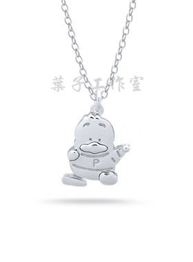 可爱贝克鸭925纯银项链毛衣链