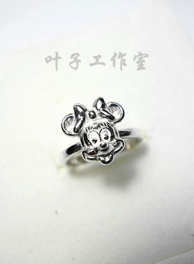 卡通动物米妮925纯银戒指