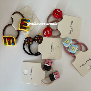 AIKO 趣味M豆冰淇淋高弹力发绳发圈不缠发 ACC韩国新款