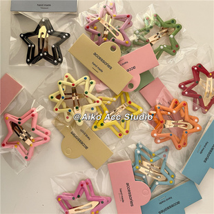 AIKO 6CM大号波点五角星侧边夹碎发夹刘海夹 ACC韩国春夏新款