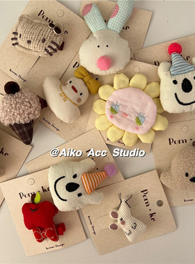 AIKO ACC 韩系儿童新款立体卡通小兔小鸭太阳花小猫发夹女童