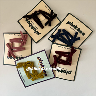 AIKO 简约丝绒蝴蝶结发夹BB夹碎发夹女童 ACC韩国儿童新款