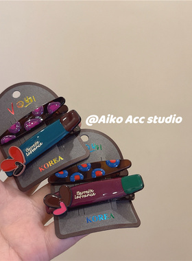 AIKO ACC韩国新款东大门新款AB款爱心撞色刘海夹发夹碎发夹