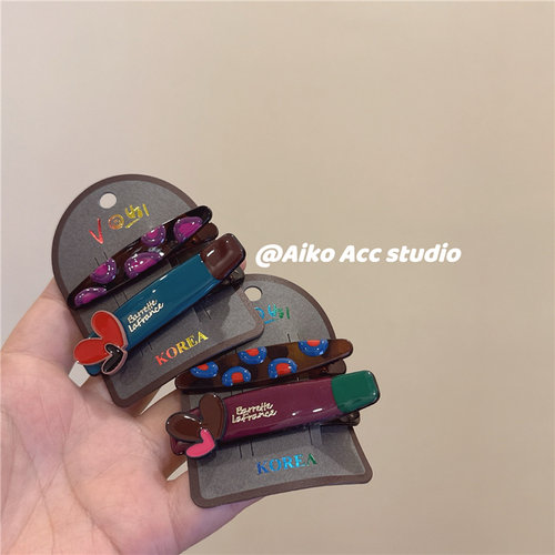 AIKO ACC韩国新款东大门新款AB款爱心撞色刘海夹发夹碎发夹