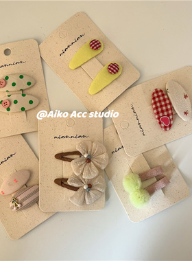 AIKO ACC韩国春夏新款复古纱球蝴蝶结纽扣发夹BB夹