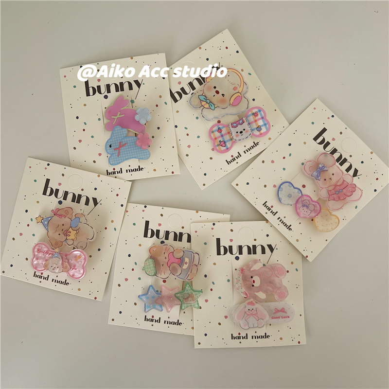 AIKO ACC韩国新款儿童可爱萌兔小熊小狗星星发夹刘海夹