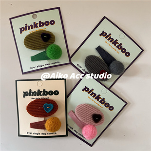 AIKO 复古彩色球球椭圆发夹BB夹刘海夹 ACC韩国儿童新款