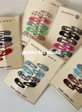 AIKO ACC韩国儿童豹纹波点条纹迷你组合套装发夹碎花发夹BB夹