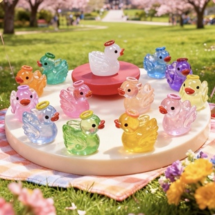 定制迷你彩色夜发光天使小鸭子荧光马卡龙色办公儿童桌面装 饰摆件