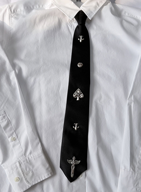 原创十字架爱心领带配饰复古免打设计感小众古着vintage衬衫领结