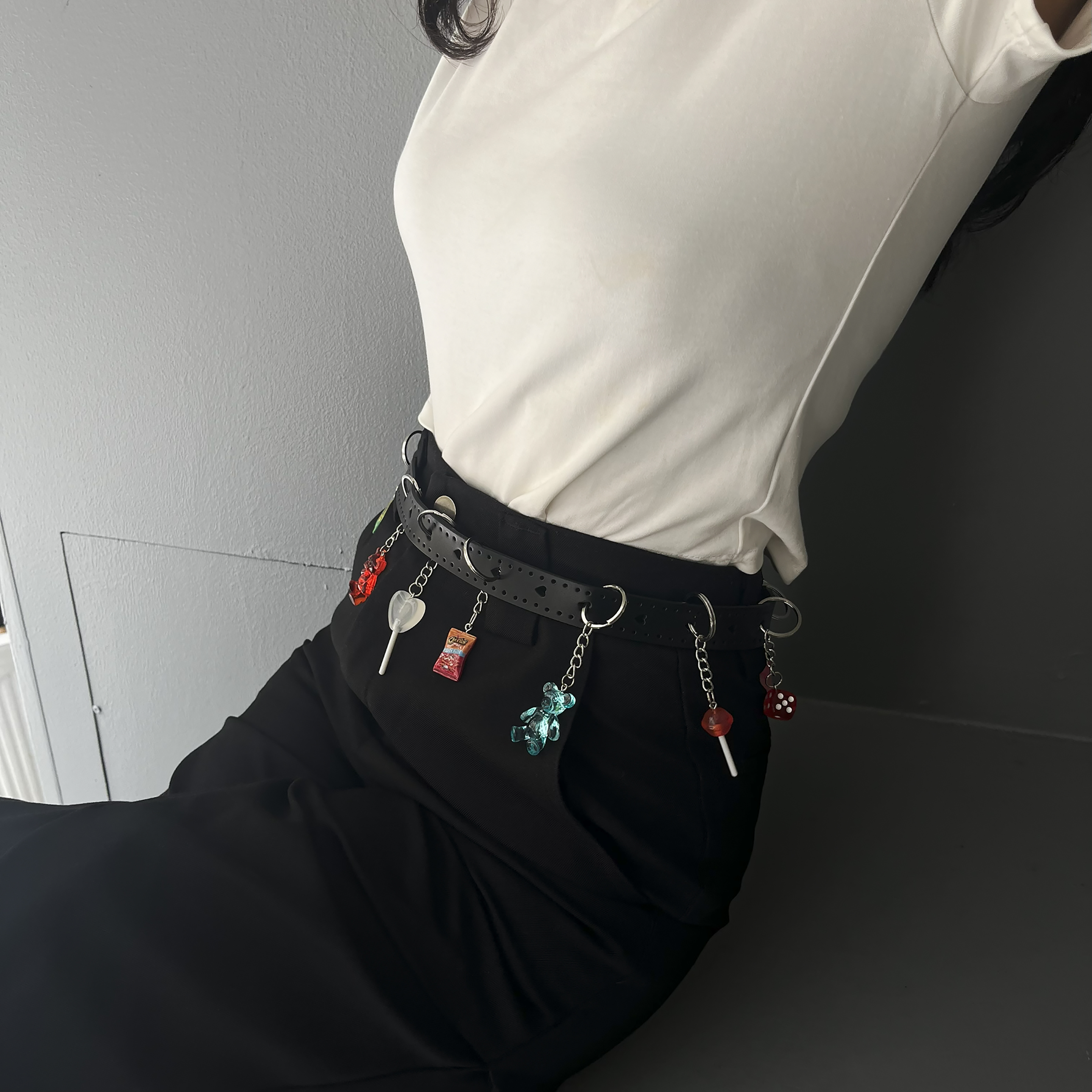 糖果牛皮皮带挂件链条配件辣妹