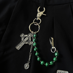 原创金属十字架串珠挂件腰间配饰裤子美式包包手工挂件y2k裤链
