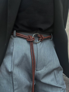 原创复古皮带圆环腰带男休闲百搭设计感小众编织腰绳女裤 带配饰