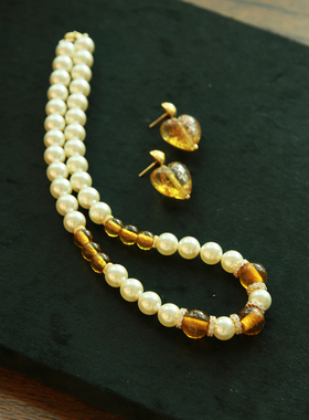 水晶珍珠琉璃女原创设计项链