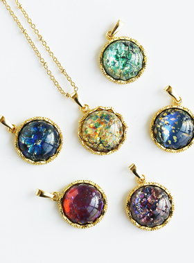 VINTAGE石七美产欧泊琉璃毛衣链