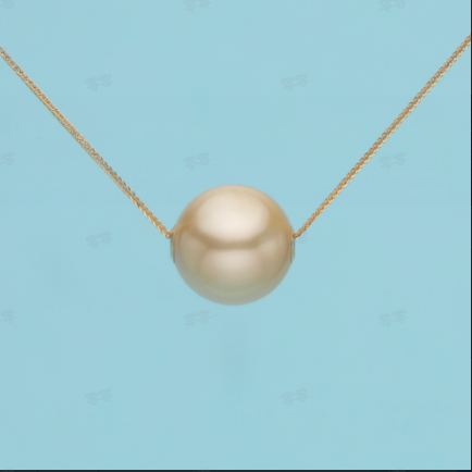 正品 金珠丨18k肖邦链经典海水金珠路路通吊坠 约10mm C143