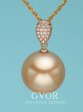 18K金海水珍珠金珠吊坠【不含链】13-14mm c188