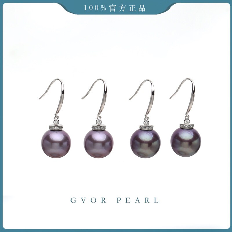 C1551-S925紫珍珠耳钩12-13MM