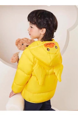 B.Duck小黄鸭冬季男女童羽绒服宝宝连帽服儿童加厚外套可爱保暖