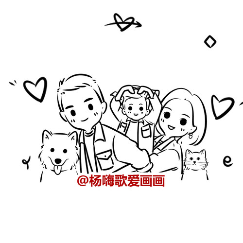 手绘头像Q版卡通简笔画头像情侣手机壳图案设计漫画定制照片手绘