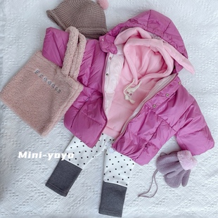 佑家童装时尚秋冬儿童套装洋气套头韩版羽绒服连帽加绒卫衣加马甲