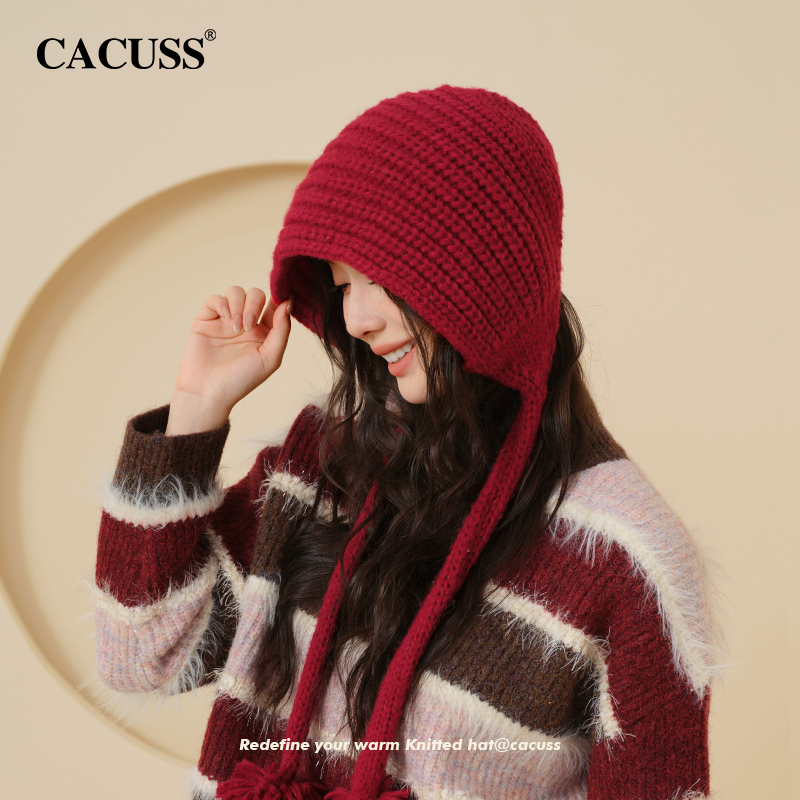 CACUSS帽子女秋冬保暖护耳针织帽