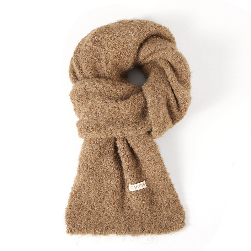 CACUSS秋冬纯色简约围巾羊毛混纺