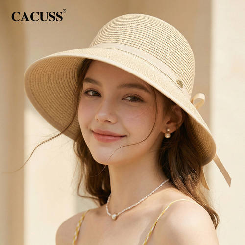 CACUSS法式优雅草编遮阳帽显脸小