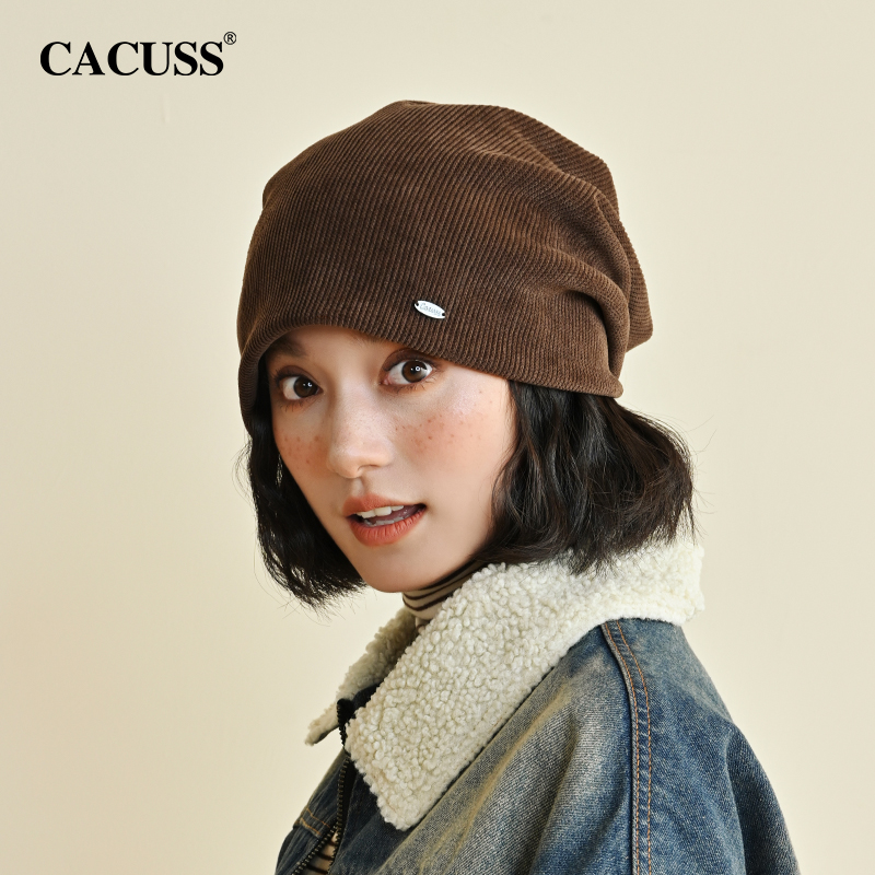 CACUSS堆堆帽秋冬季灯芯绒冷帽