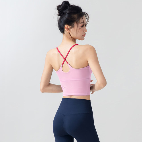 运动背心女固定杯专业普拉提训练晨跑步吊带健身上衣速干瑜伽服