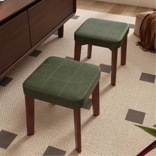 新中式实木凳子家用矮凳软包换鞋凳沙发垫脚凳儿童板凳客厅矮坐凳