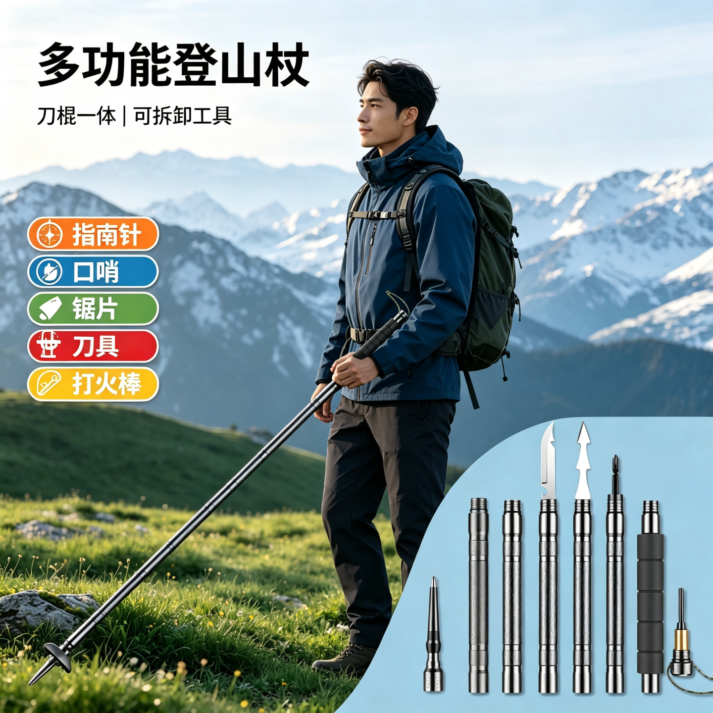 爬山专业登山杖多功能户外便携图片