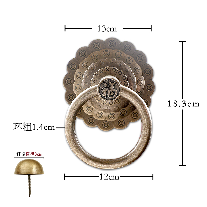 古门木门手拉古铜老式复古老门拉把手装饰古式大门铜拉手中式仿古