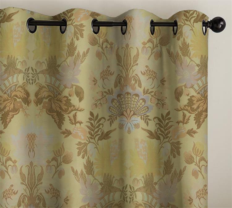 阿拉丁 海普因特+艾可 丝棉织花系列 黄绿色 卧室客厅窗帘定制