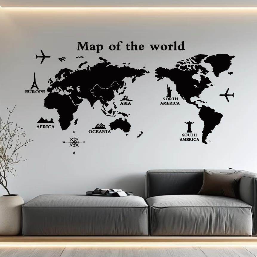 worldmap大型墙面贴纸装饰画车贴