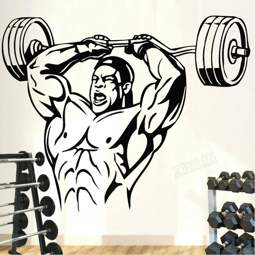 肌肉健身人物墙面装饰画健美举重体育馆墙贴房间布置贴纸势力周包图片