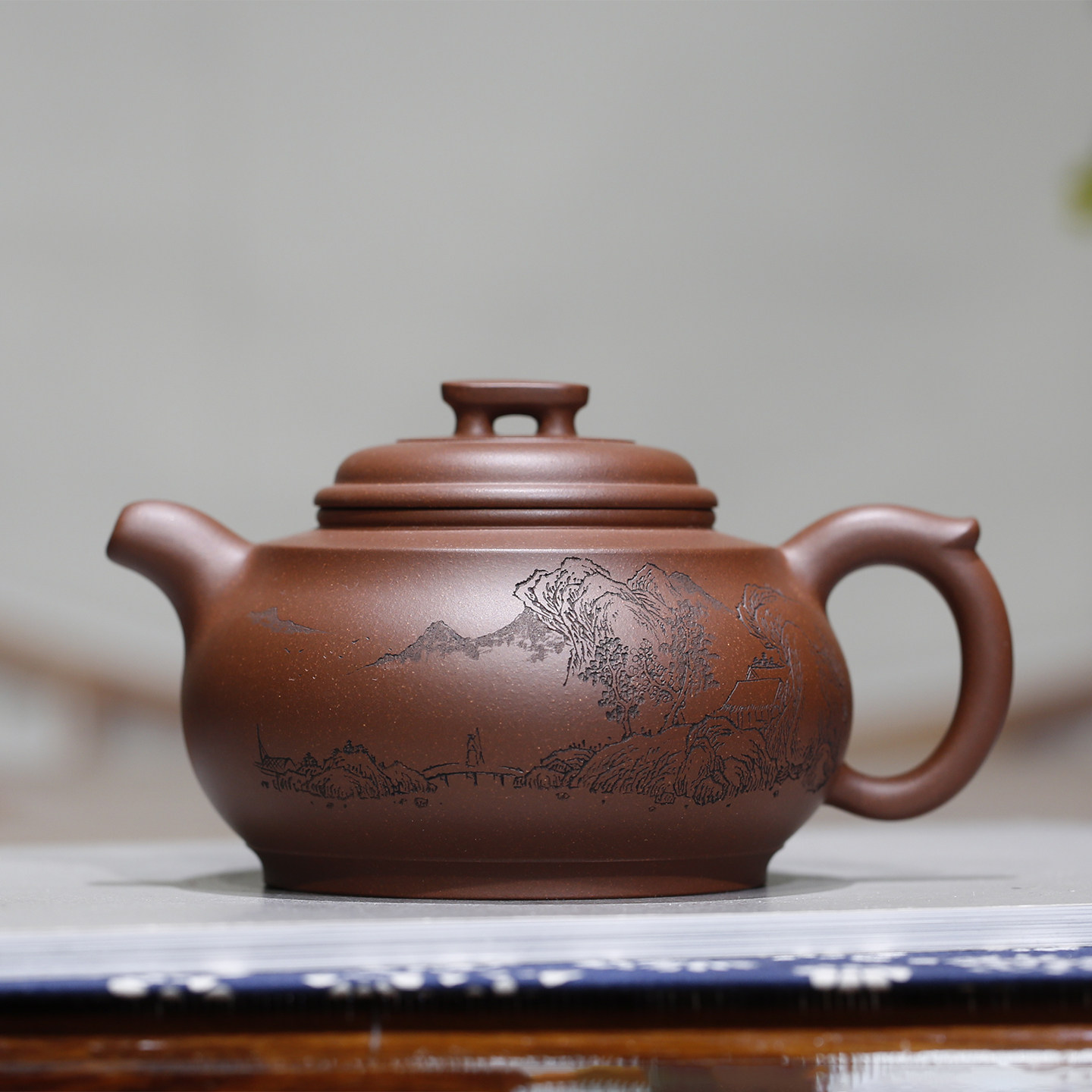 桥梁汉韵工艺师王刚全手工内壁章储国峰陶刻精品宜兴紫砂壶泡茶具