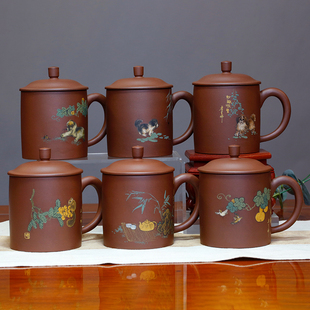 彩绘茶杯宜兴紫砂杯王卫良原矿底槽青全手工送礼自用办公茶杯礼盒