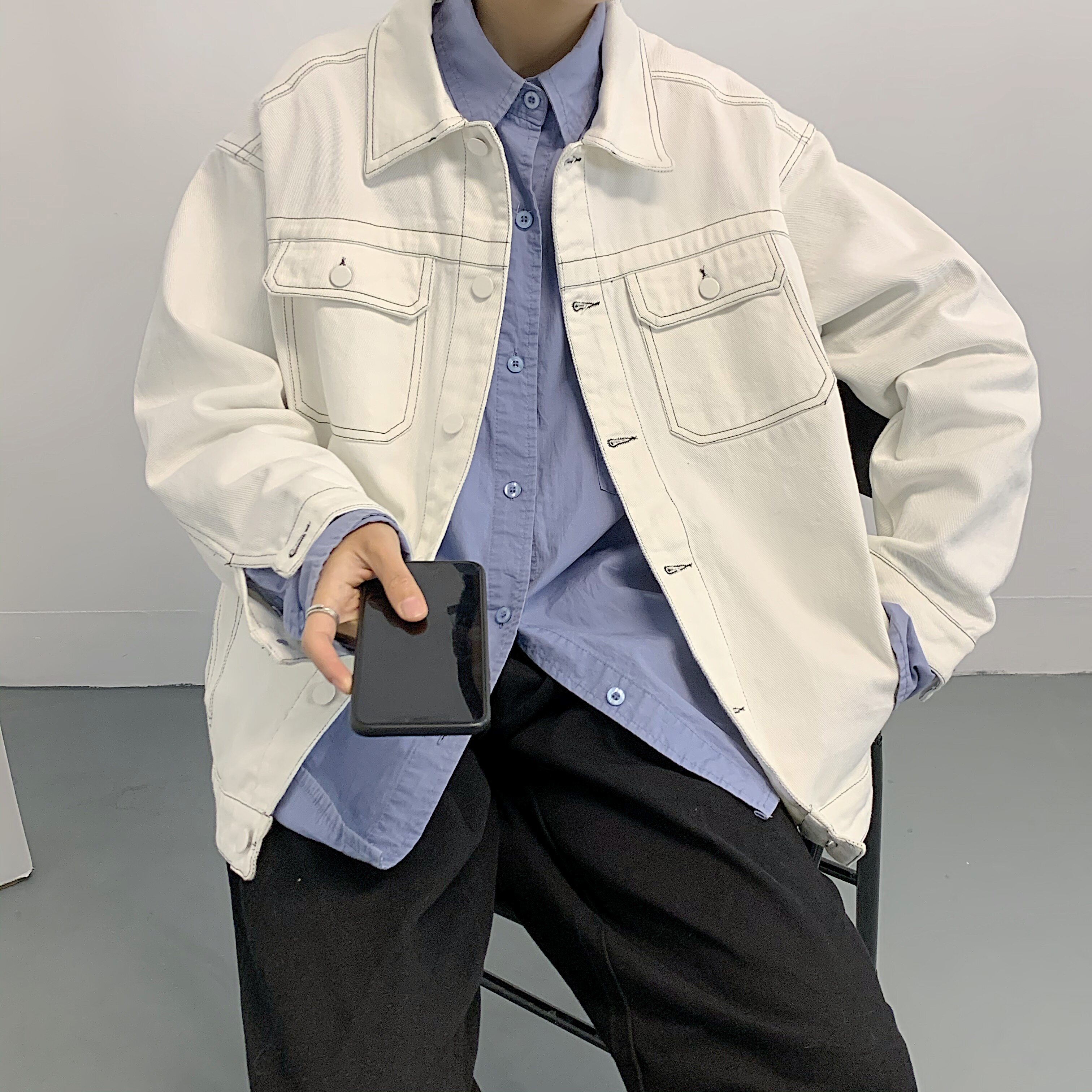 2023春季纯色男女情侣牛仔夹克 A228/JK530/P105图片
