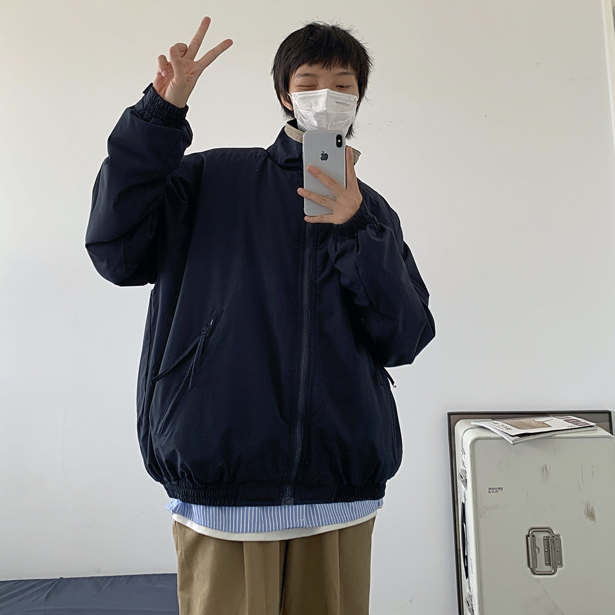 2025冬季立领撞色加绒棉衣A228/MY32/P135,男装棉衣,电商A228