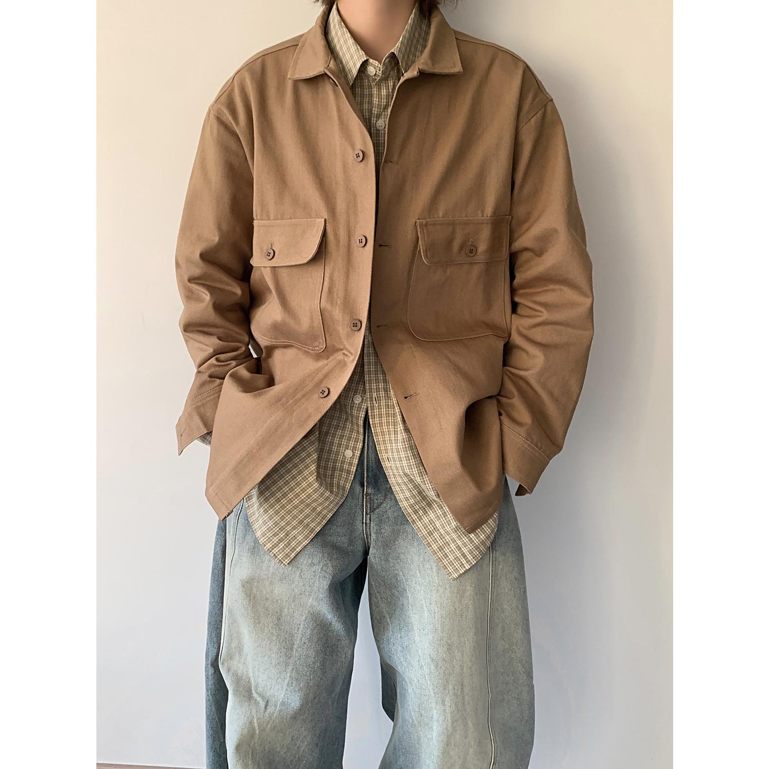 复古翻领夹克男潮牌宽松休闲工装薄款 JK553/P100图片