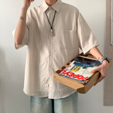 夏季宽松短袖衬衣中性男女条纹衬衫A228/C575/P58，男装T恤，电商A228