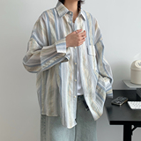 条纹宽松慵懒风薄款长袖衬衫C581/P68，男装衬衫，电商A228