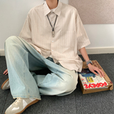 夏季宽松短袖衬衣中性男女条纹衬衫A228/C575/P58，男装T恤，电商A228